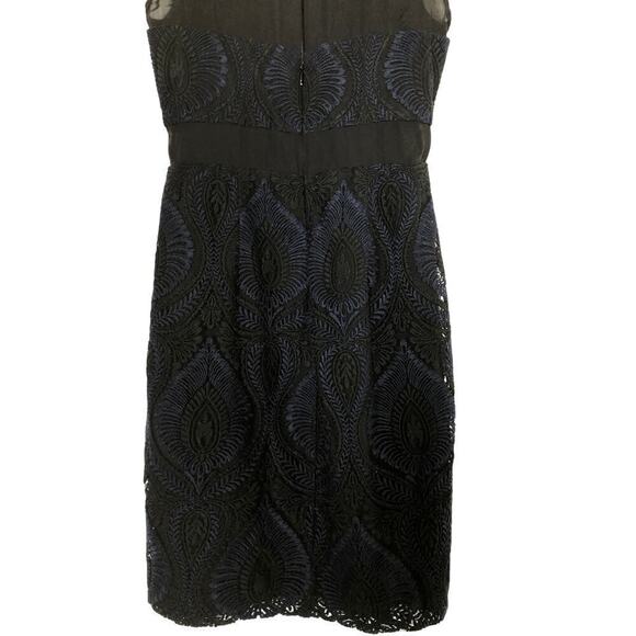 Nicole Miller Lace Dress Mesh V-Neck Mini Navy Black US 6 - Picture 7 of 10